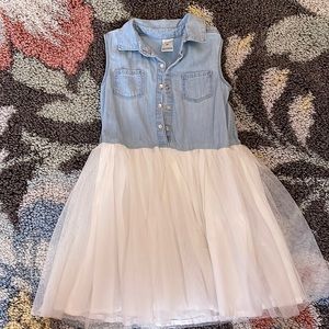 Toddler girl denim to tulle dress